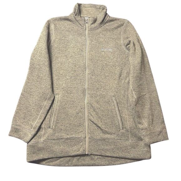 Columbia Sweater Weather Fleece Jacket‎ Womens Sz L Tan Brown Heather Full Zip - Picture 1 of 9